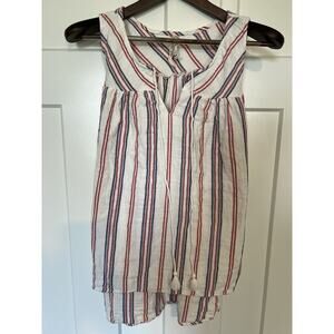 Seven 7 Women's Top Medium 100% Cotton Tank Red, White, Blue
